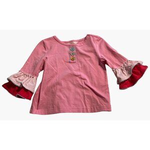 Matilda Jane Girl's Size 2 Paint The Town Pink Top Pink Ruffle Wonderment Holida